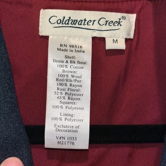 Beautiful mixed media art folk embroidered open vest Coldwater Creek size M - Picture 4 of 9